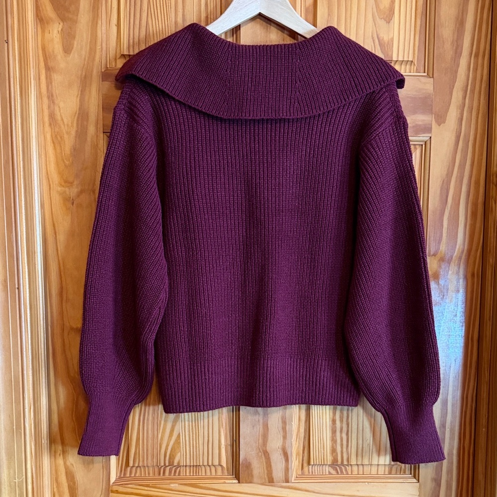 Banana Republic Deep Wine V-Neck Collared Sweater - Picture 7 of 11